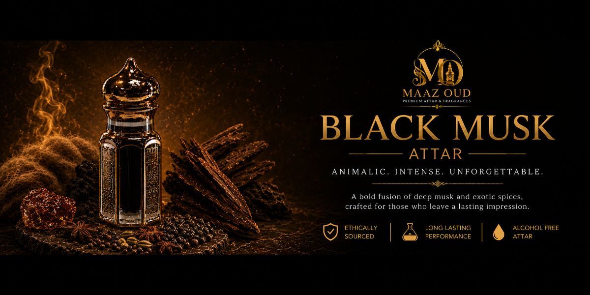 maazoud black musk attar banner