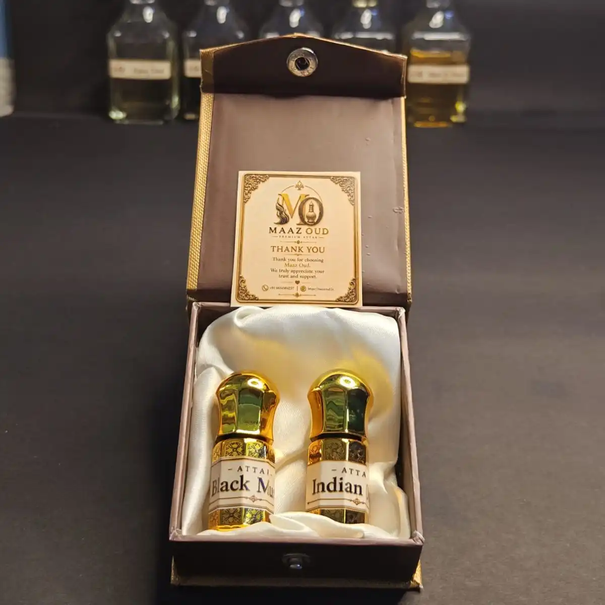 maazoud pack of 2 attars indian oud black musk with box 3