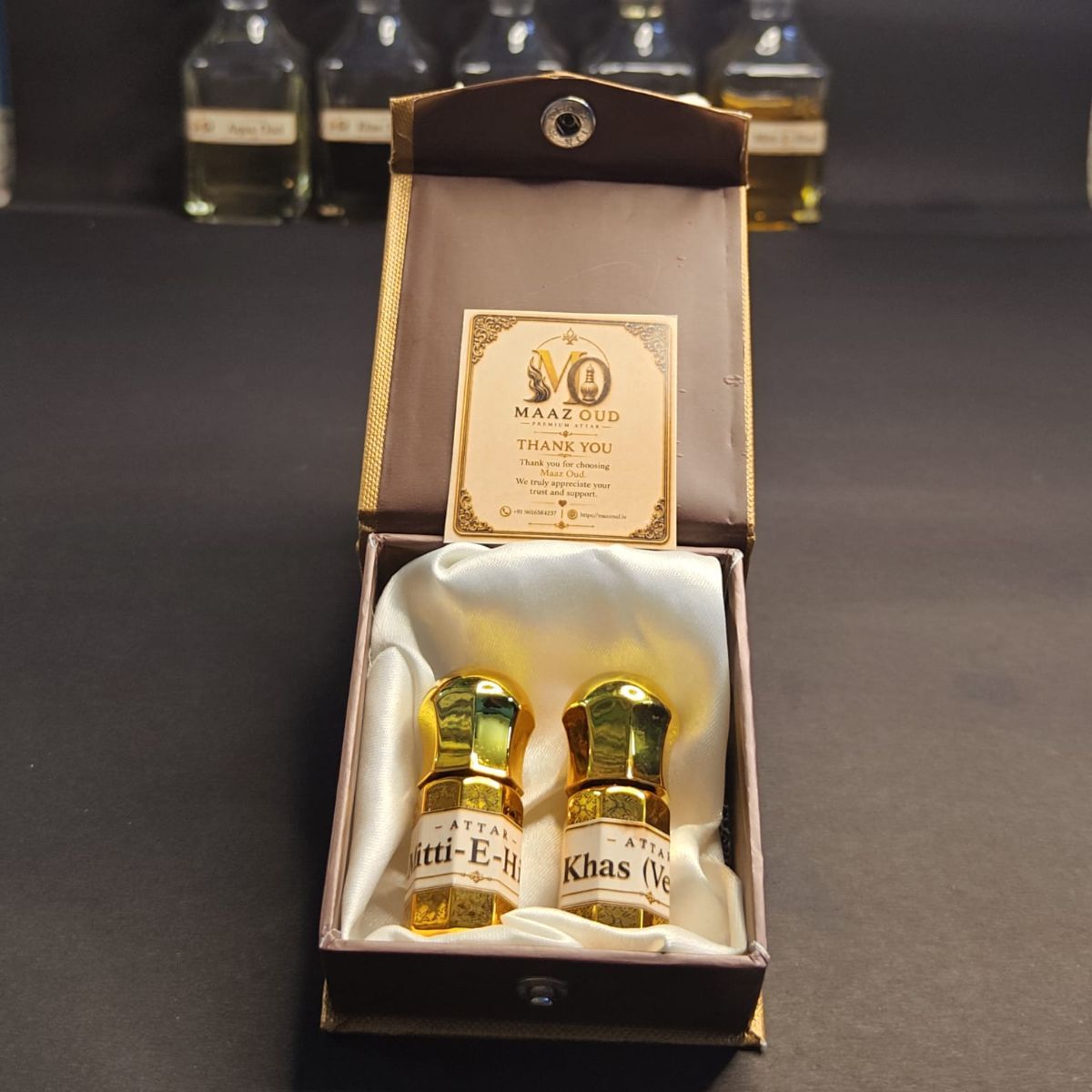 maazoud pack of 2 attars mitti e hind and khas vetiver with box 5