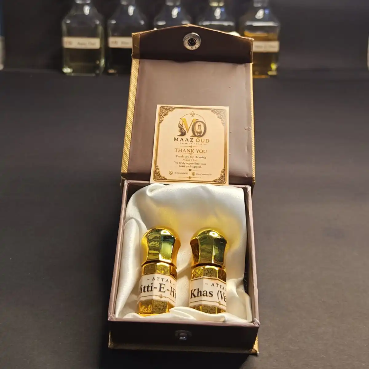 maazoud pack of 2 attars mitti e hind and khas vetiver with box 5
